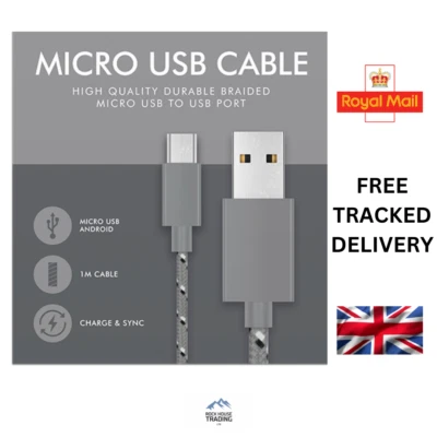 Braided Micro USB Fast Charging Cable For LG, Motorola, Samsung Android PS4 - Image 1 of 2