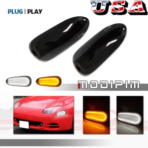 2PC DRL Turn Signal LED Lights Replacement For 1994-1998 Mitsubishi 3000GT Black - Bild 1 von 12