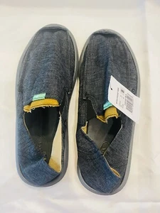 Sanuk Men's Size 8 Pick Pocket Hemp Black Slip On Shoes Casual Summer Beach - Picture 1 of 4