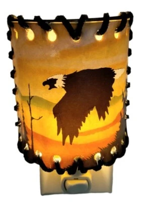 Night light Western look cover with Eagle flying by mountains 4" - Image 1 of 4