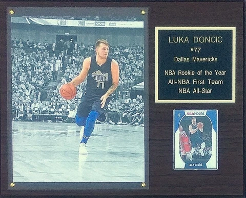 Luca Doncic Dallas Mavericks 12x15 Cherry-Finished Stats Plaque Cover