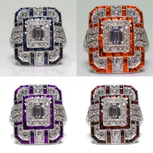 Cubic Zirconia Women Wedding Ring Elegant   Rings Size 6-10 Jewelry - Foto 1 di 10