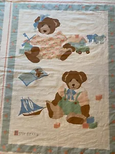 Trapunta vintage anni 80 Brooke Morrison BUSY BEARS orsacchiotto culla asilo tessuto pannello gemelli? - Foto 1 di 5