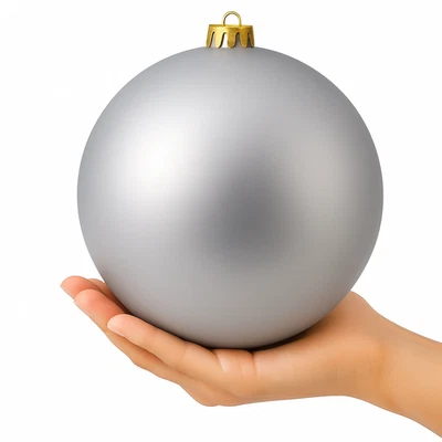 Weihnachtskugeln Outdoor XXL Christbaumkugeln für Draußen 20cm Groß Silber Matt - Bild 1 von 4