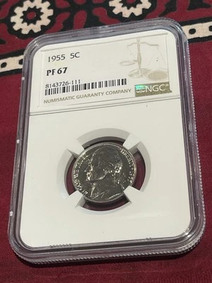 1955 Proof Lustrous Nickel Coin ‼️ Jefferson 5C NGC PF 67 - Image 1 of 4