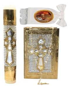 4 Pcs First Communion Candle Set Spanish Bible Vela De Primera Comunion MEXICO - Picture 1 of 4