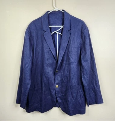 Мужской блейзер Vince из льняной хлопковой смеси темно-синий на двойной пуговице с одним отверстием XXL - Изображение 1 из 4