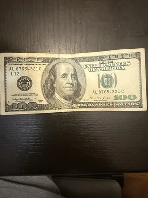 $100 Bill Series 1996 With Unique Serial Number AL87654321C - Image 1 of 2