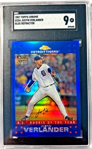 SGC 9 2007 Topps Chrome Blue Refractor Justin Verlander #254 Detroit Tigers - Picture 1 of 1