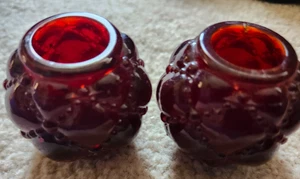 CRANBERRY RUBY RED Vintage Candle Holders - DOUBLE SIDED-TAPER 1"& 1/2" CANDLE - Picture 1 of 6