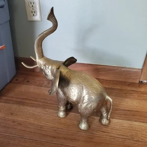Vintage massive Messing Elefant Statue mit Rüssel bis 6 Pfund - Bild 1 von 17
