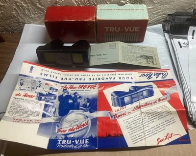 Tru-Vue Stereoscope Vintage Toy Viewer W/4 Films GOLDEN GATE EXPO GREAT LAKES ++ - Image 1 of 4