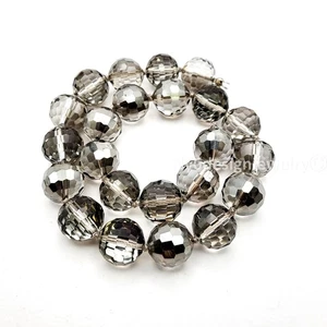 Rauchkristall Facettiert 15 mm Runde Perlen 16 Zoll Strang Handgeschliffen Glas für Schmuck - Bild 1 von 6