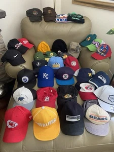 Lot Of 35 Hats Caps Vtg Jordan Nike New Era Mixed Great Conditions Some Are NWT - Picture 1 of 24