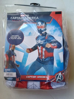 Adult L/XL Captain America Brave New World Costume Mask & Top NEW - Image 1 of 3