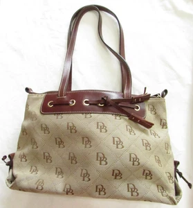 Vintage DB Dooney & Bourke Brown Tan Leather Handbag purse (F89) - Bild 1 von 14
