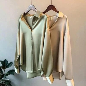Herbst 2022 Damenkleidung Seidenhemd Vintage Bluse Damen durchsichtig Oberteil Damen lang - Bild 1 von 16