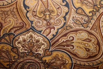 Fabric Remnant: Waverly "Paddock Shawl" Paisley in Brown ,Black, Tan & Gold  - Image 1 of 4