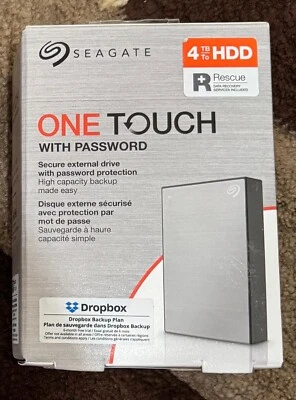 SEAGATE One Touch 4TB External Hard Drive With Password - Silver -Sealed BNIB - Image 1 of 2