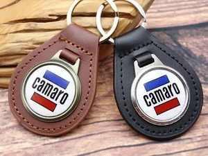 Vtg. WHITE CHEVY CAMARO GENUINE LEATHER KEY FOB CHAIN RING Automotive CAR TRUCK - Picture 1 of 7