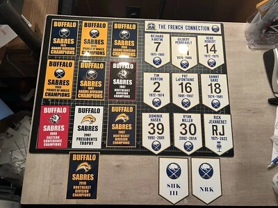 3 SIZES Buffalo Sabres Champion & Retired # Banners Decals Man Cave MILLER RJ - Image 1 of 4