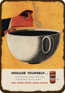 1960 SANKA Kaffee John Falter Kunst Vintage-Look DEKO REPLIK BLECHSCHILD - Bild 1 von 1