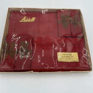 Vintage Liddell Irish Linen Napkins and Place Mats Red NEW Made Ireland Table - Picture 1 of 6