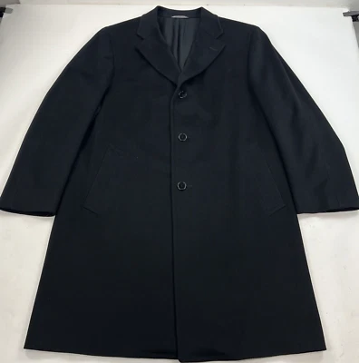 Canali Black Wool Cashmere Top Coat Overcoat Made Italy Size 54 US 44 - Image 1 of 4