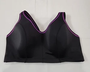 Sport By Cacique Lane Bryant Women Underwire Black Purple Sports Bra 42DD 118641 - Picture 1 of 14