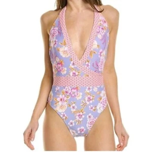 Nanette Lepore Twin Print Strappy Halter One-Piece Swimsuit Women's Sz 10 - Bild 1 von 8