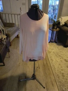 1 X women's peach- tie dye polyester double layer w/ lace back tunic blouse - Picture 1 of 5