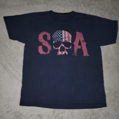 Camiseta Sons Of Anarchy SOA Para Hombre Grande De Colección Desteñida Negra Calavera Sam Cro Foto 1 de 4