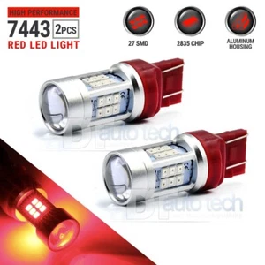 Syneticusa 7443/7440 Red LED Rear Brake Stop High Power Tail Parking Light Bulbs - Picture 1 of 7