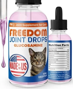 JOINT DROPS FOR CATS WITH HYALURONIC ACID, MSM, GLUCOSAMINE, & CHONDROITIN - Picture 1 of 7