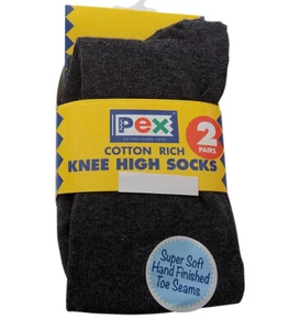 Knee High Socks 2 pk Pex Graduate Colour Charcoal Grey - Picture 1 of 4