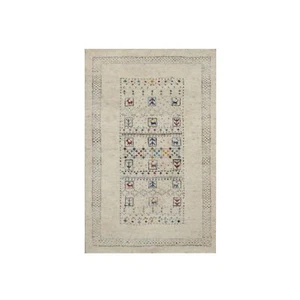 2'x3'1" White Modern Hand Knotted Lori Buft Animal Figurines Wool Mat Rug R91321 - Picture 1 of 8