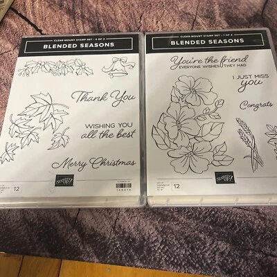 Stampin Up Christmas Clear Mount Stamp Set BLENDED SEASONS (1 &2)  Used - Imagem 1 de 4
