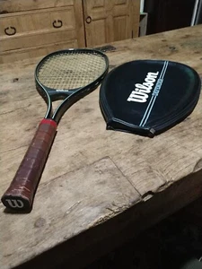Vintage Wilson Defender Tennis Racquet 4-3/8" With Original Leather Grip & Cover - Bild 1 von 8