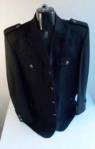 SUCCESSO UOMO Wool Blend Military Style Button Front Blazer Black 42/L NWT - Picture 1 of 6