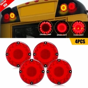 4PC 7 Inch Round Led School Bus Tail Lights, 36 LED Red Round Transit Stop Brake - Foto 1 di 10
