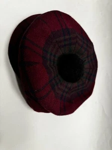 Vintage Red And Green plaid Scottish Tam with Pompom Black Watch Never Worn - Picture 1 of 7
