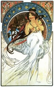 Alphonse Mucha The Arts #3  *FRAMED* CANVAS ART Poster 20x16" - Picture 1 of 1