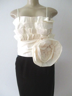 Vestido Max Cleo Correa Espagueti Beige Negro Talla 4 Hasta la Rodilla Nuevo Foto 1 de 4