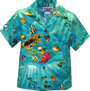 Marine Aquarium Fish Boy's Hawaiian Shirt - Picture 1 of 3
