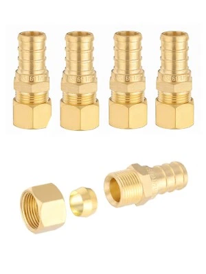 EFIELD 5 PCS 1/2" Crimp Pex 3/8"Straight Compression Transition Coupling Adapter - Image 1 of 4