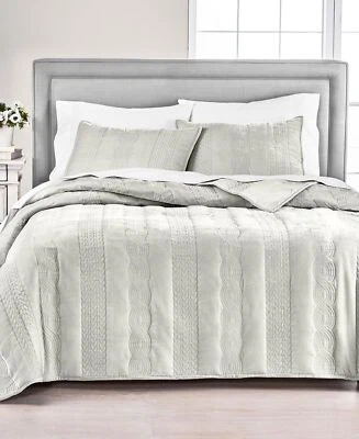 Edredón de terciopelo tejido con cable de la colección Martha Stewart, doble, gris Foto 1 de 3
