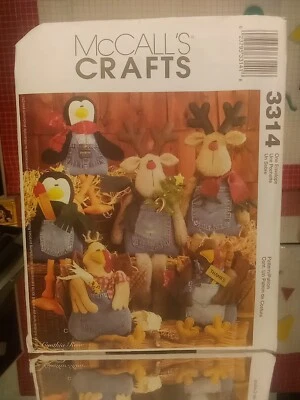 McCall's Pattern - Blue Jean Buddies Recyc. Plush Penguin Reindeer #3314 - Uncut - Image 1 of 3