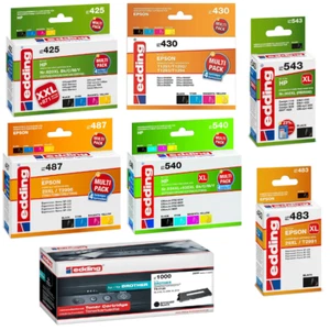 Edding Druckerpatrone für Epson & HP Tonerkartusche Tinte Set Multipack Einzelne - Bild 1 von 25