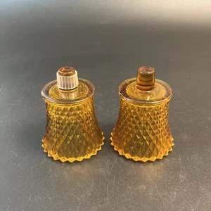 2 Braunglas Diamant Spitze Ersatz Votiv Tasse Stift Kerzenhalter 3,5" MCM - Bild 1 von 6