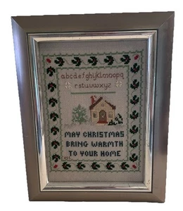 Gerahmte Weihnachts Kreuzstich Handarbeit 5" x 7" HANDARBEIT - Bild 1 von 3